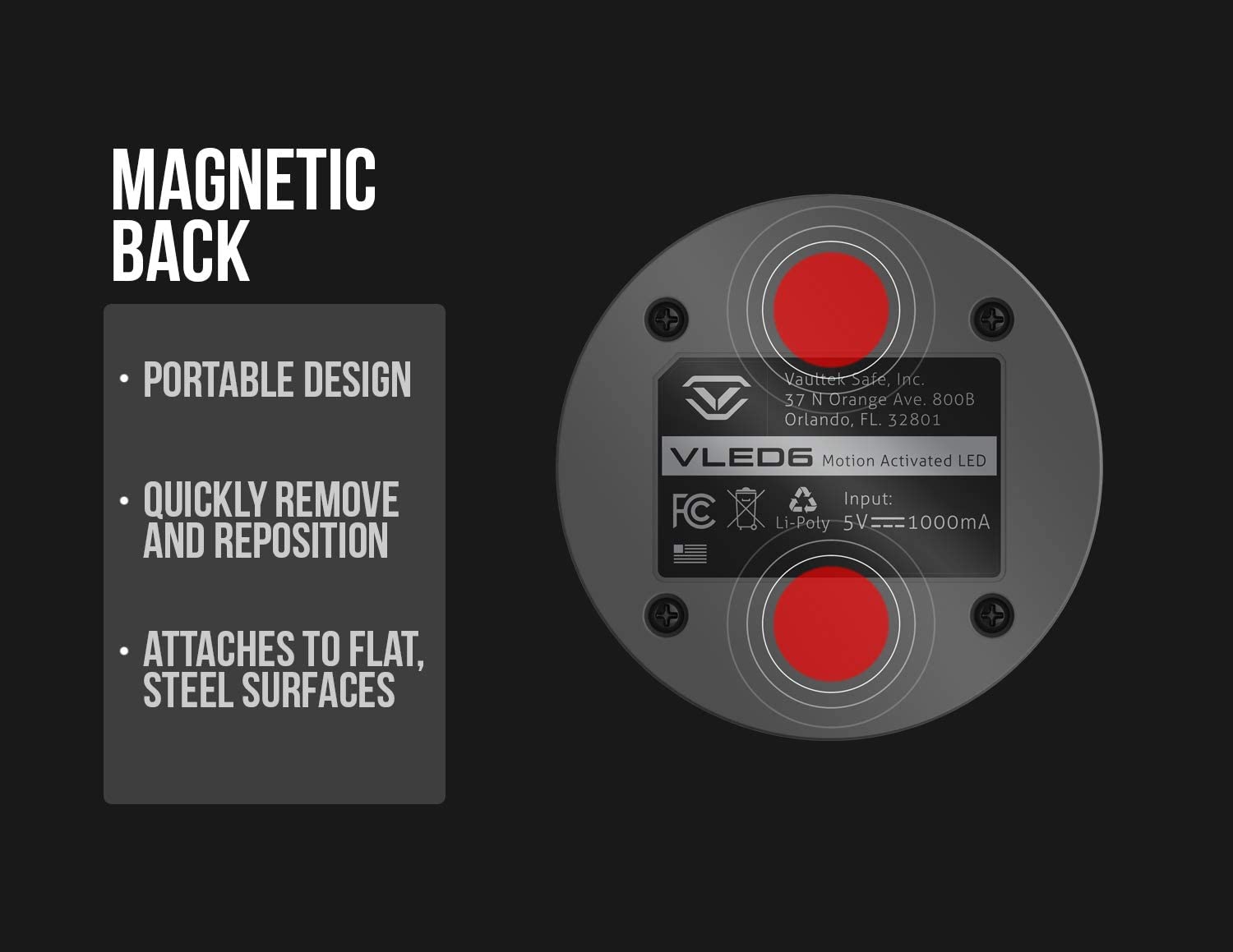 Vaultek Motion Activated LED Light with Rechargeable Battery