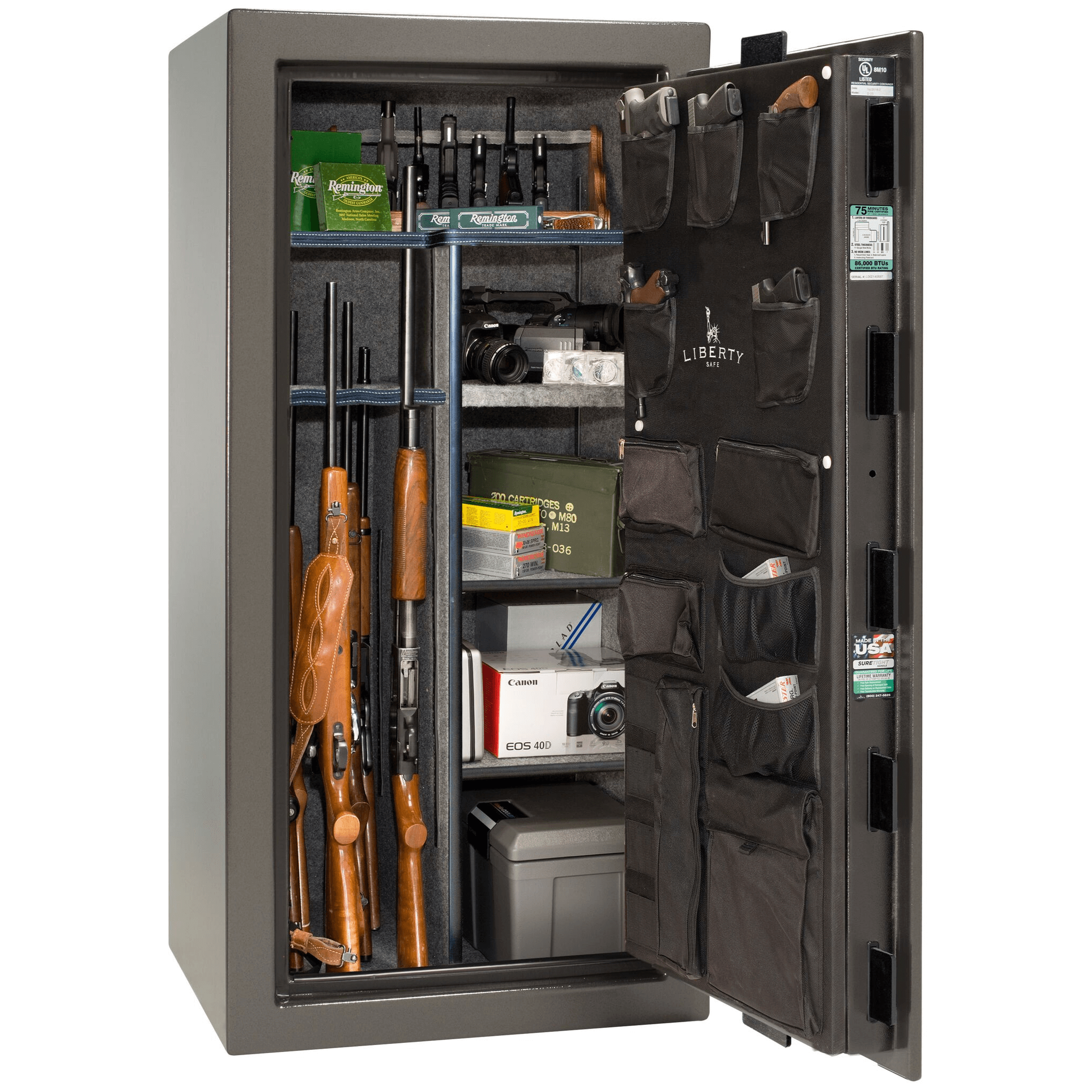 Franklin 23 | Level 5 Security | 110 Minute Fire Protection | Dimensions: 60.5"(H) x 30"(W) x 22"(D*) | Gray Marble Electronic Lock - Open Door