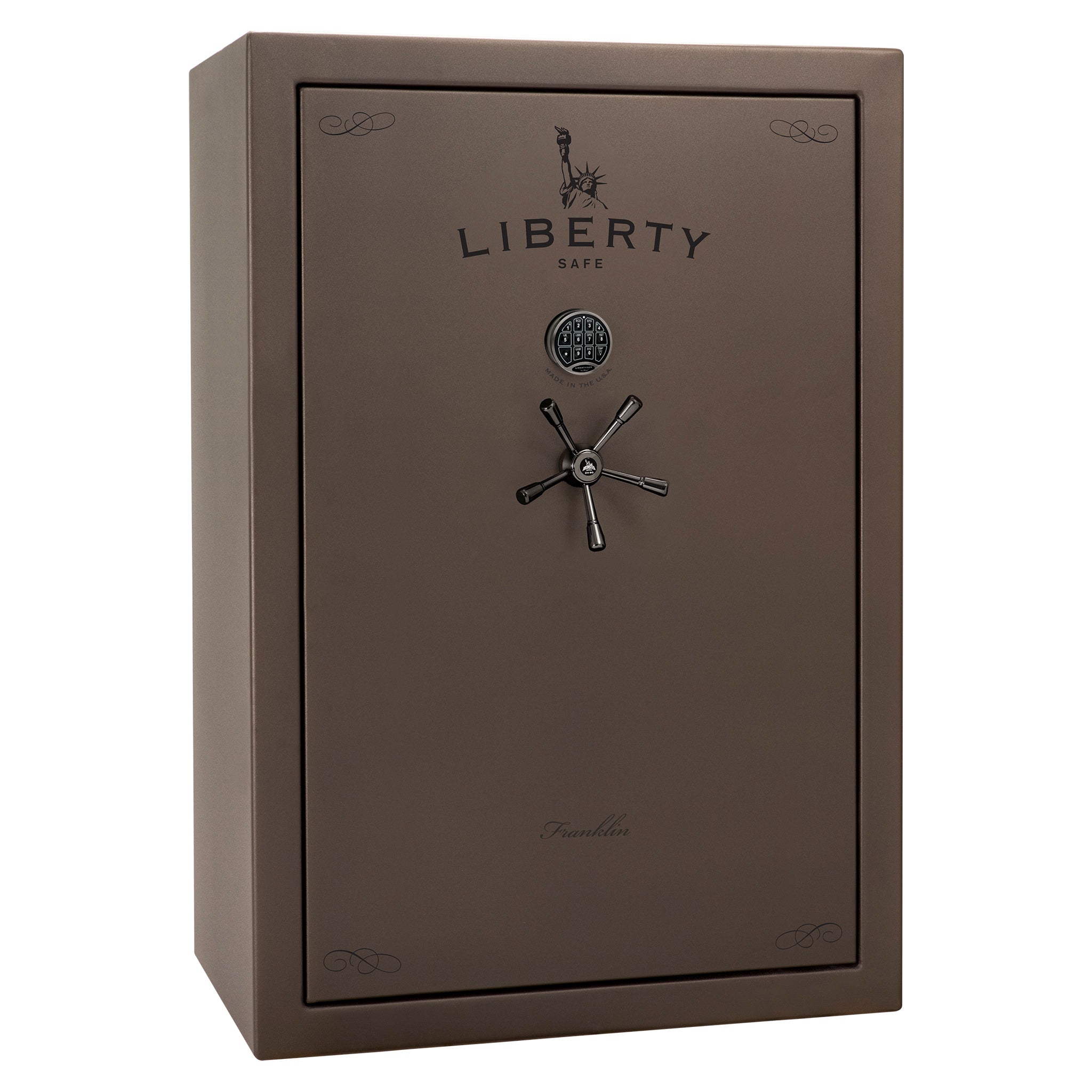 Franklin 45 | Pro Flex Interior | Level 5 Security | 110 Minute Fire Protection | Dimensions: 60.5"(H) x 42"(W) x 27.5"(D) | Up to 60 Long Guns | Bronze Textured | Electronic Lock - Closed