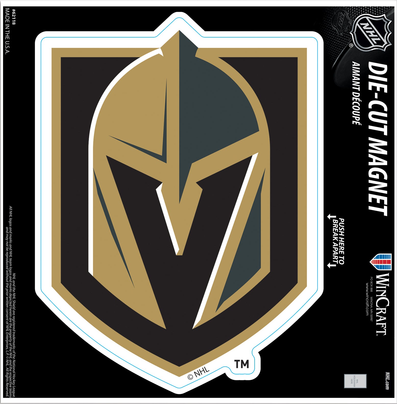 WinCraft | Golden Knights Magnet | 12" x 12"