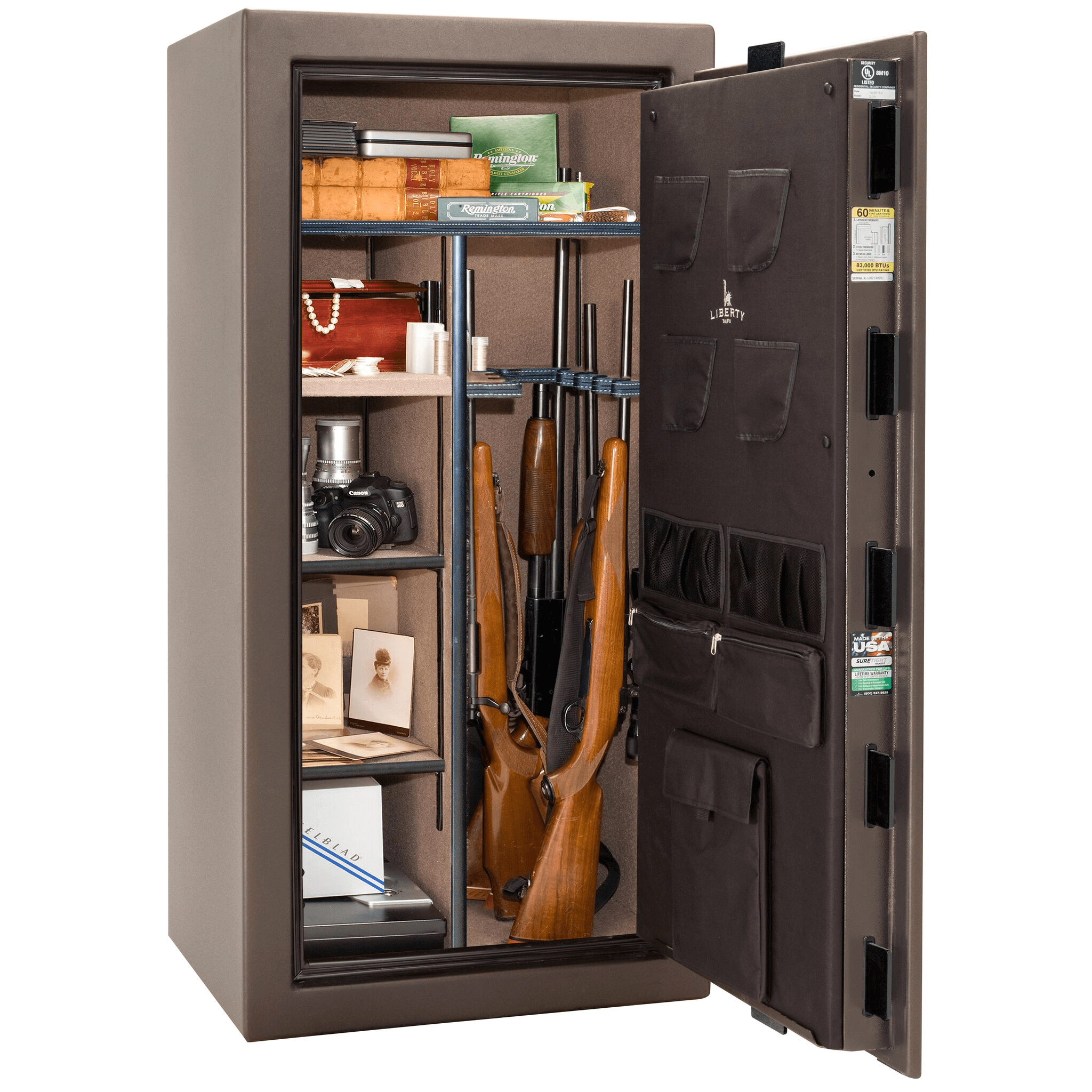 Colonial Series | Level 4 Security | 75 Minute Fire Protection | 23 | DIMENSIONS: 60.5"(H) X 30"(W) X 22"(D*) | Bronze Textured | Mechanical Lock Open