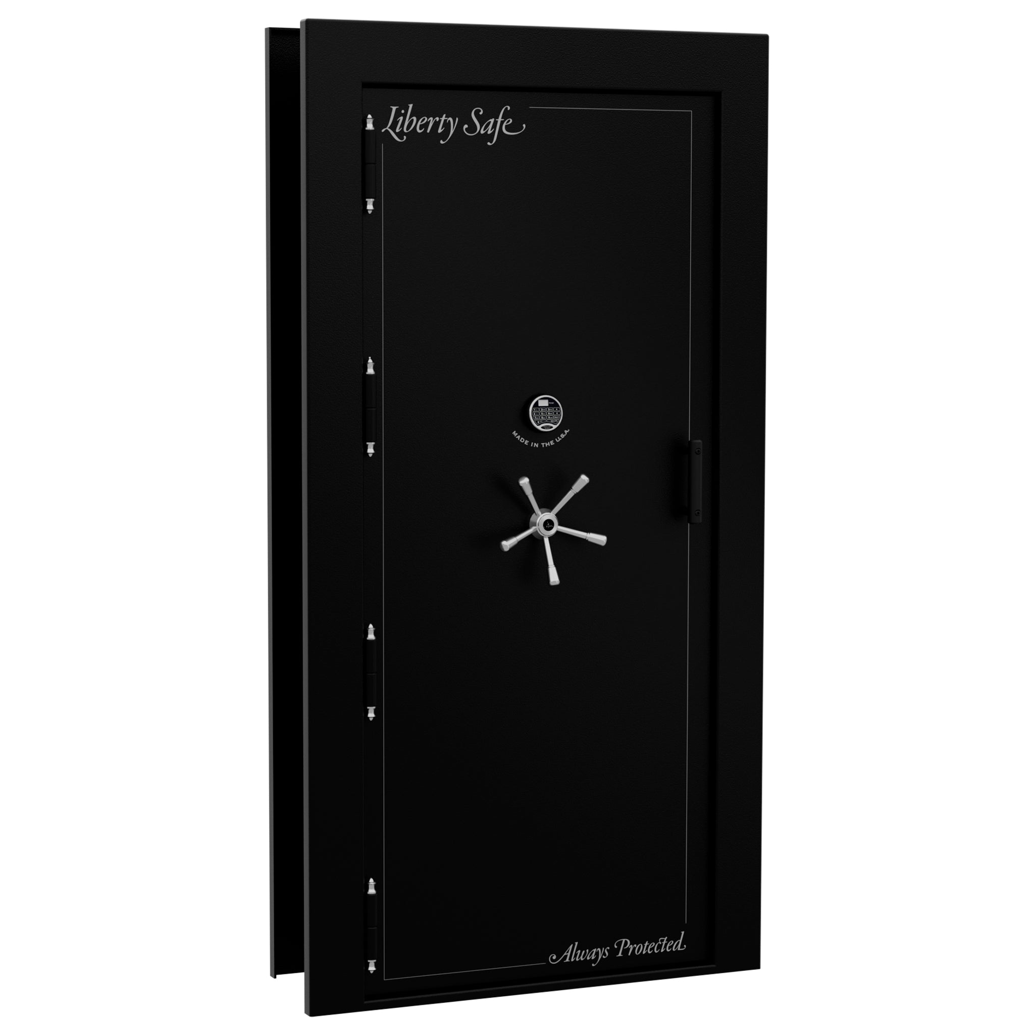 Vault Door Series | Out-Swing | Left  Hinge | Black Textured | Electronic Lock - closed