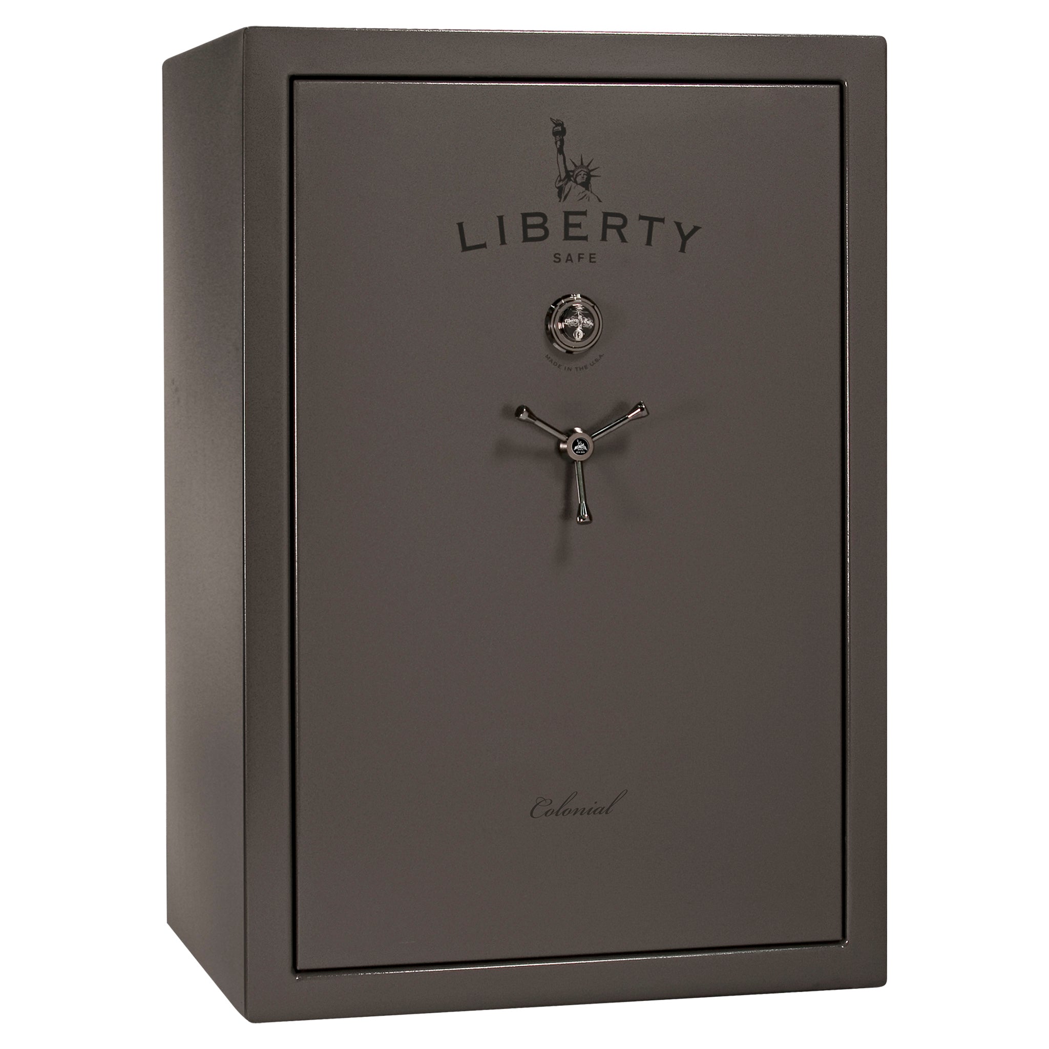 Colonial 35 | Pro Flex Interior | Level 4 Security | 75 Minute Fire Protection | Dimensions: 60.5"(H) x 42"(W) x 22"(D) | Up to 45 Long Guns | Gray Marble | Mechanical Lock - Closed