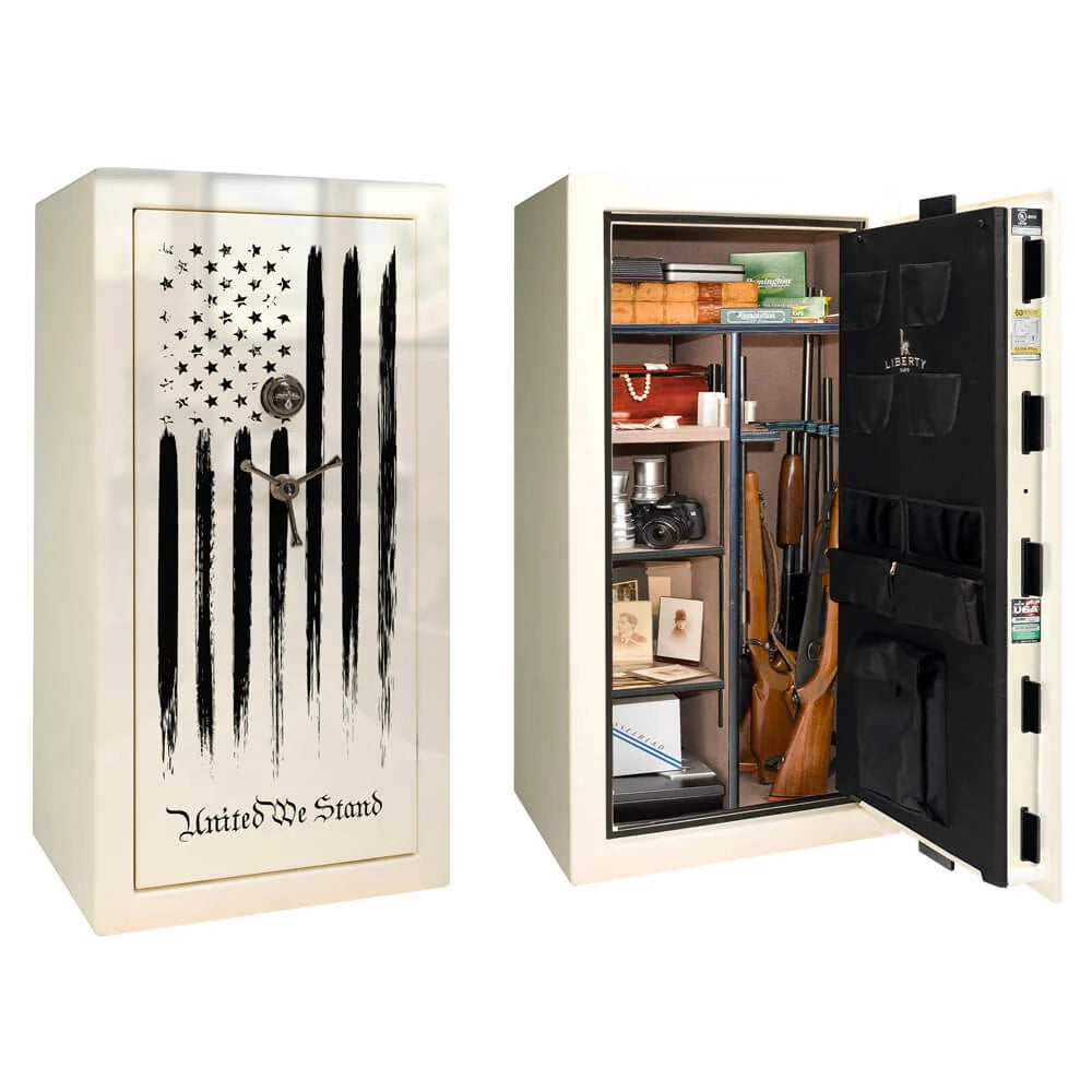 Liberty Colonial 23 Gun Safe White Gloss with Flag