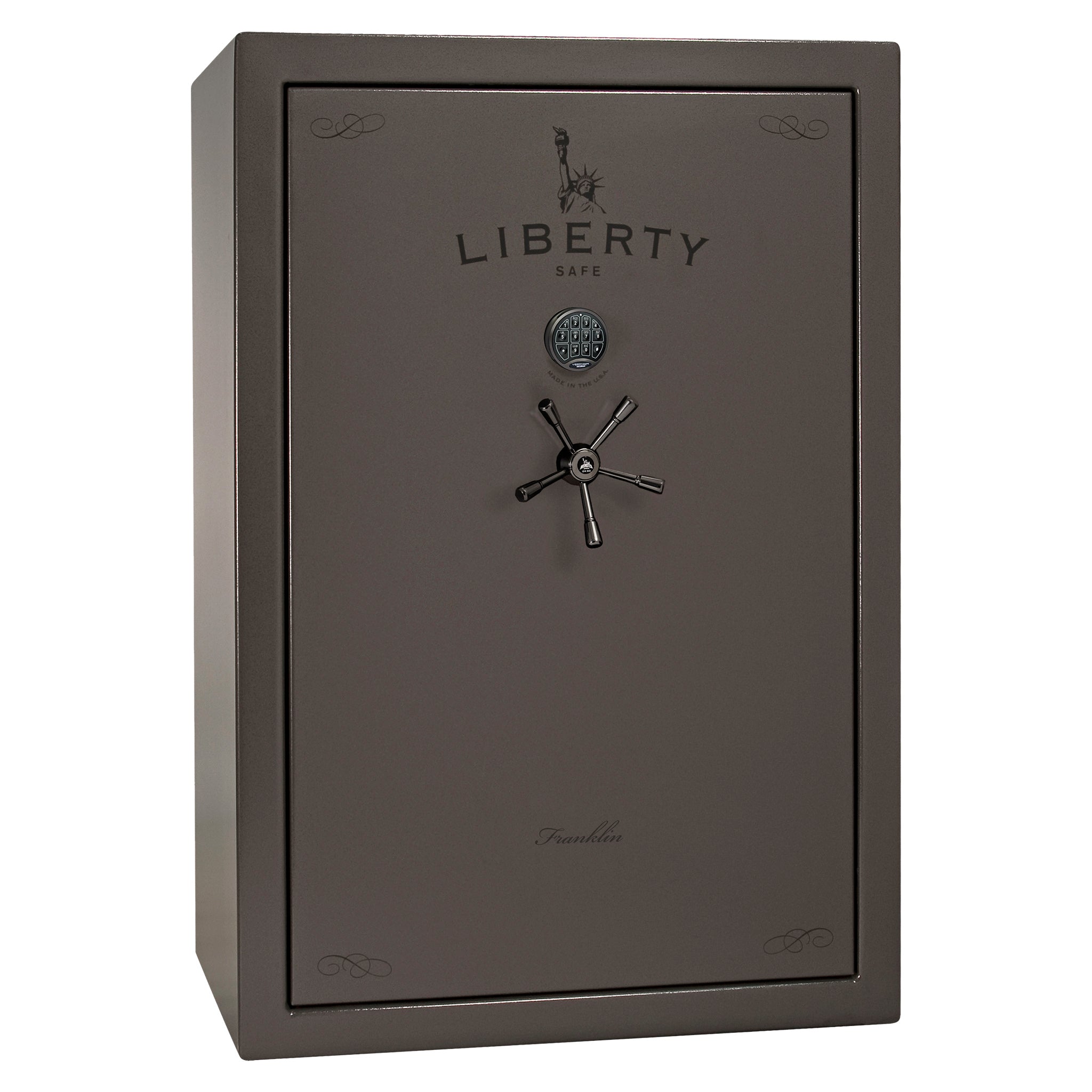 Franklin 45 | Pro Flex Interior | Level 5 Security | 110 Minute Fire Protection | Dimensions: 60.5"(H) x 42"(W) x 27.5"(D) | Up to 60 Long Guns | Gray Marble | Electronic Lock - Closed