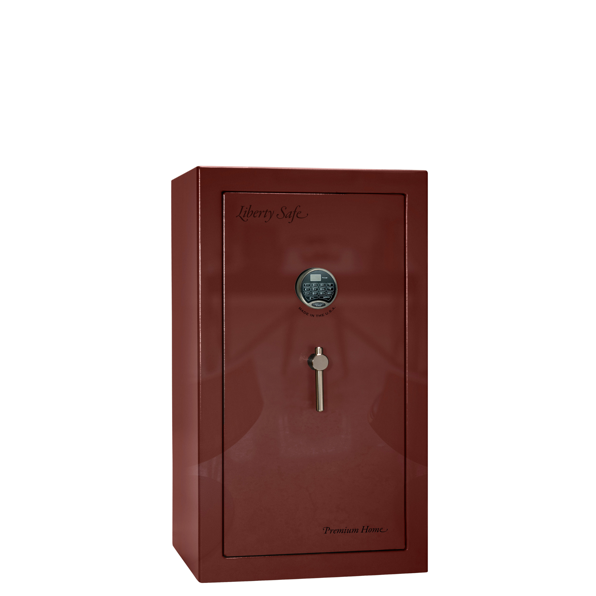 Premium Home Series | Level 7 Security | 2 Hour Fire Protection | 12 | Dimensions: 41.75"(H) x 24.5"(W) x 19"(D) | Burgundy Gloss Black Chrome - Closed Door