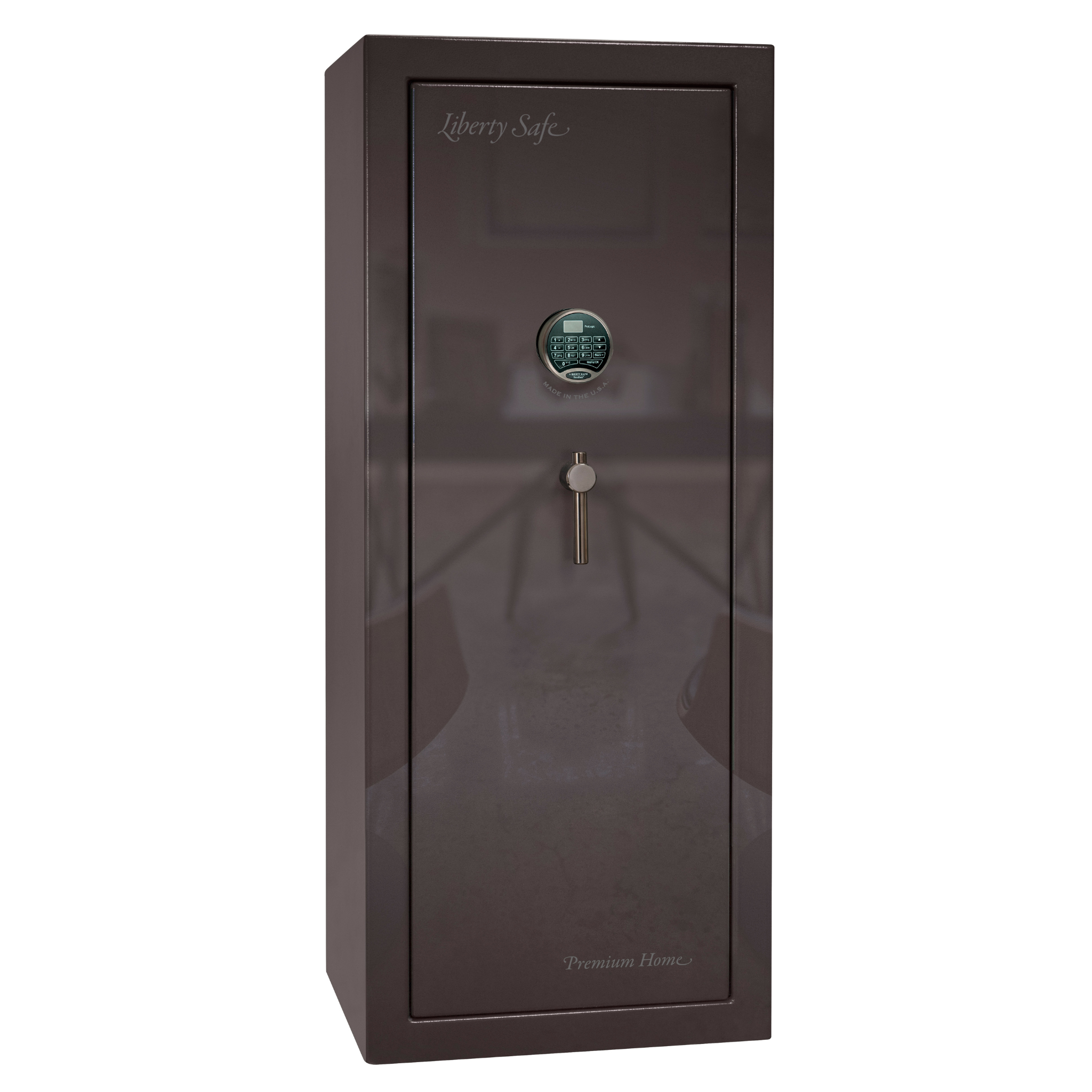 Premium Home Series | Level 7 Security | 2 Hour Fire Protection | 17 | Dimensions: 60.25"(H) x 24.5"(W) x 19"(D) | Black Cherry Gloss - Closed Door