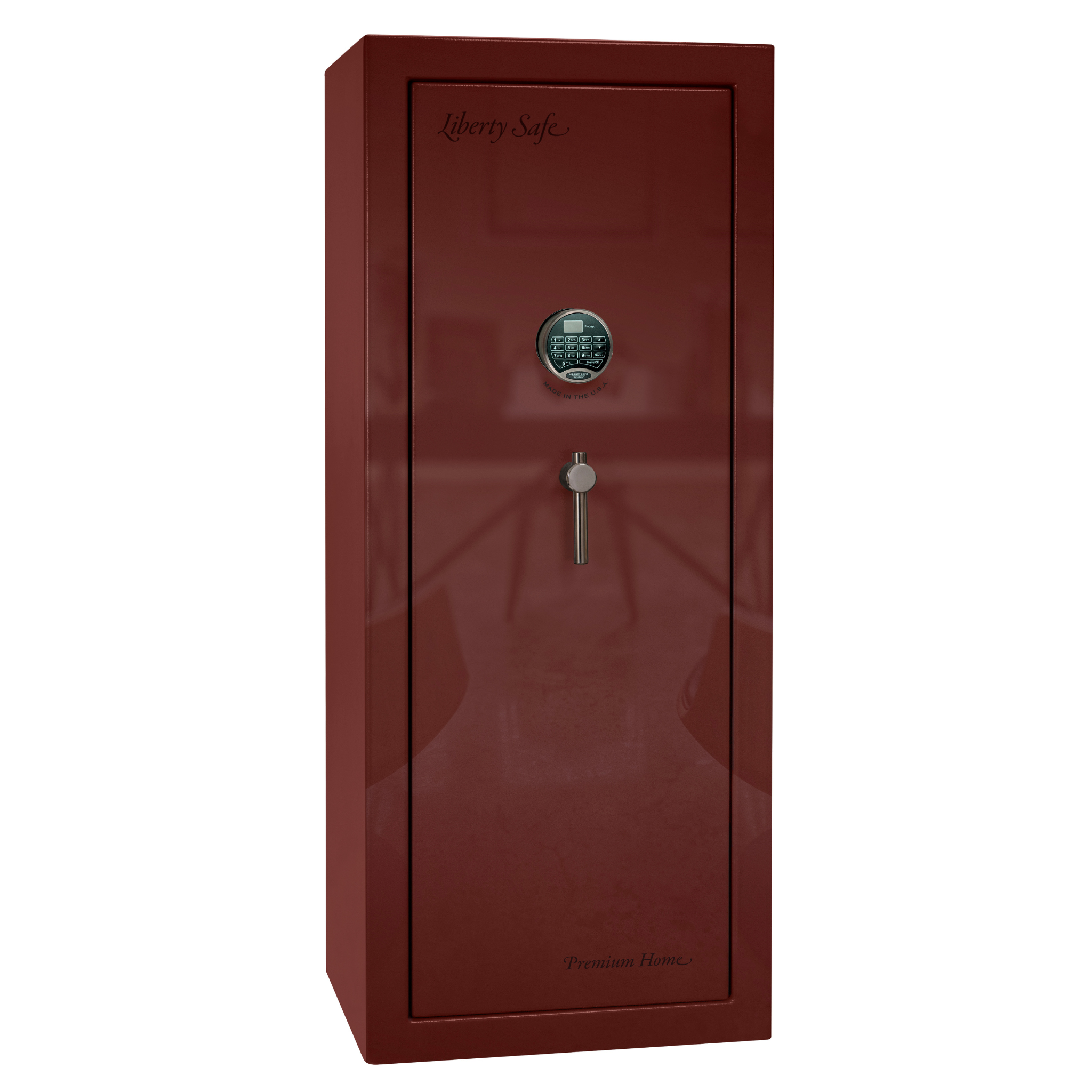 Premium Home Series | Level 7 Security | 2 Hour Fire Protection | 17 | Dimensions: 60.25"(H) x 24.5"(W) x 19"(D) | Burgundy Gloss Black Chrome - Closed Door