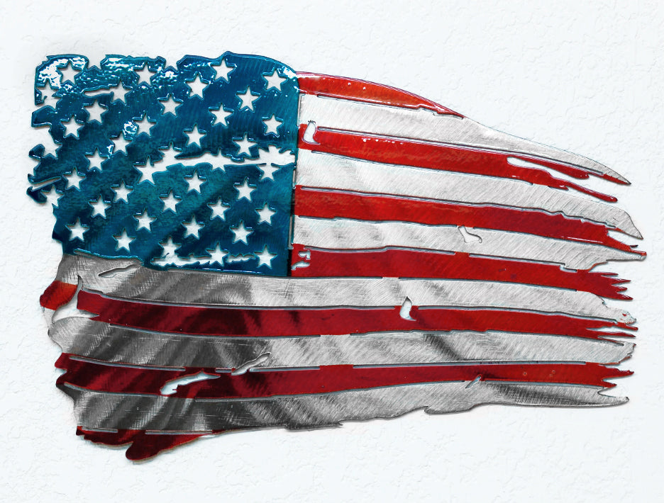 Wall Art | Reflections In Metal &quot;Tattered American Flag&quot;